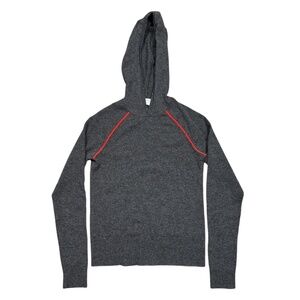 La Ligne Wool Cashmere Gray Red Knit Hoodie Hooded Sweater Womens Small